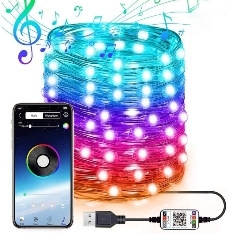 RGB USB LED Copper Wire Light String Holiday Decoration Light String Bluetooth Mobile APP Control