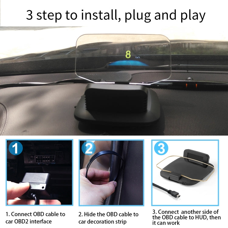 C1 OBD2 + GPS Mode Car HUD Head-up Display Compass / Speed / Water Temperature / Voltage Display / Speed Alarm / Fault Alarm
