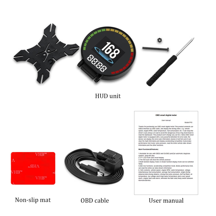 P15 OBD2 Car HUD Head-up Display Water Temperature / Vehicle Speed / Voltage