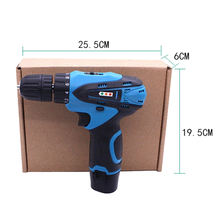 VOTO 12V Stepless Speed Regulation Rechargeable Hand Drill Set Electric Drill Power Tools with LED Light, AC 220V, US Plug, Random Color Delivery