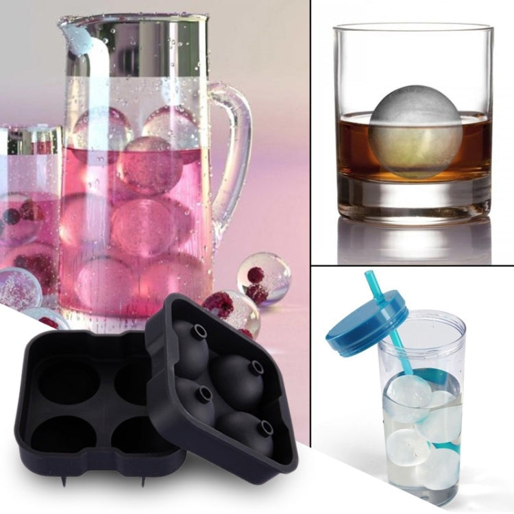 Ball Shape 4-Grid Silicone Ice Cube Mold