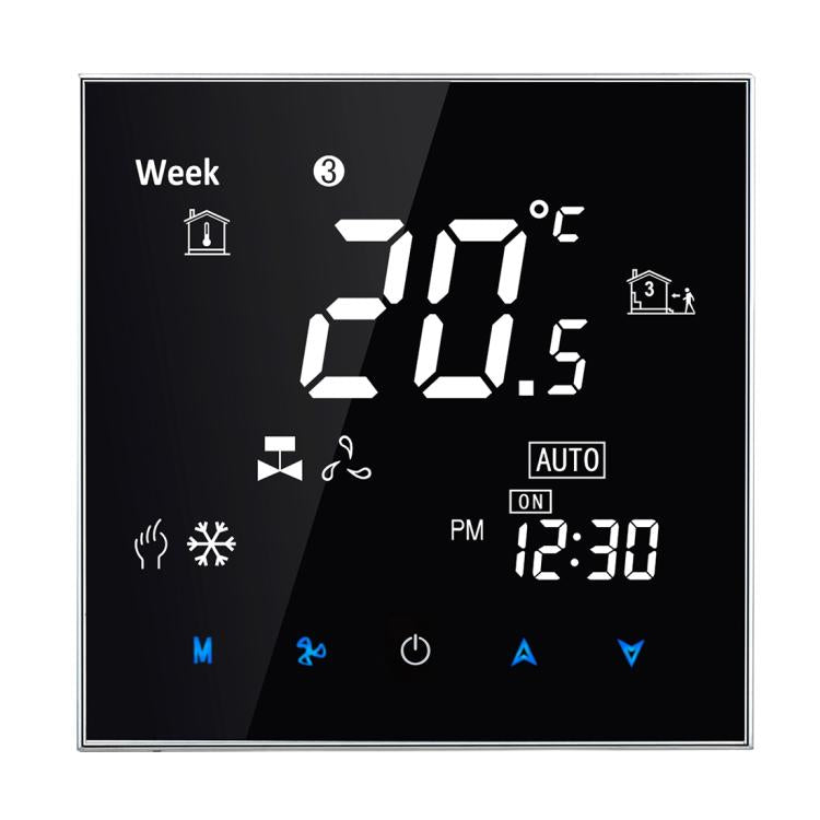 BAC-2000 Central Air Conditioning Type Touch LCD Digital 2-pipe Fan Coil Unit Room Thermostat, Display Fan Speed / Clock / Temperature / Time / Week / Heat etc.