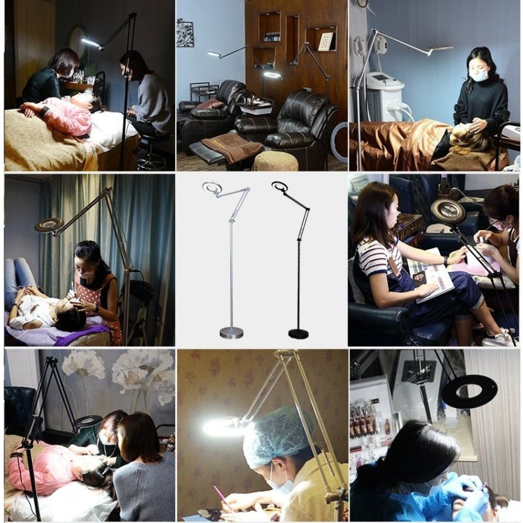 5X Foldable Swing Arm Desk Table Mount Magnifier with Lamp Light for Facial Tattoo Eyebrow Nail Salon Beauty, Cool White Light