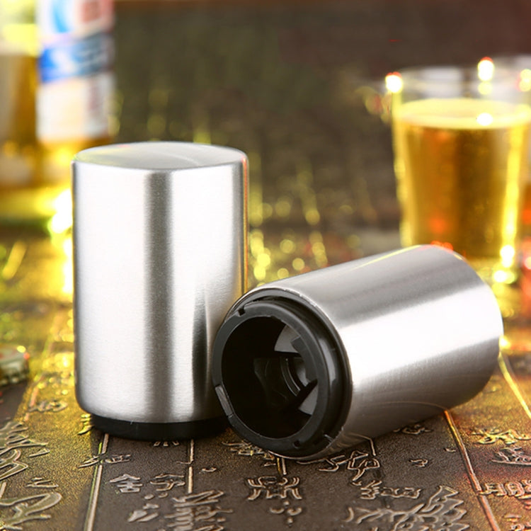 Magnetic Automatic Beer Bottle Cap Opener Stainless Steel Push Down Beer Opener Kitchen Gadgets, Size: 8.5 x 5.2cm