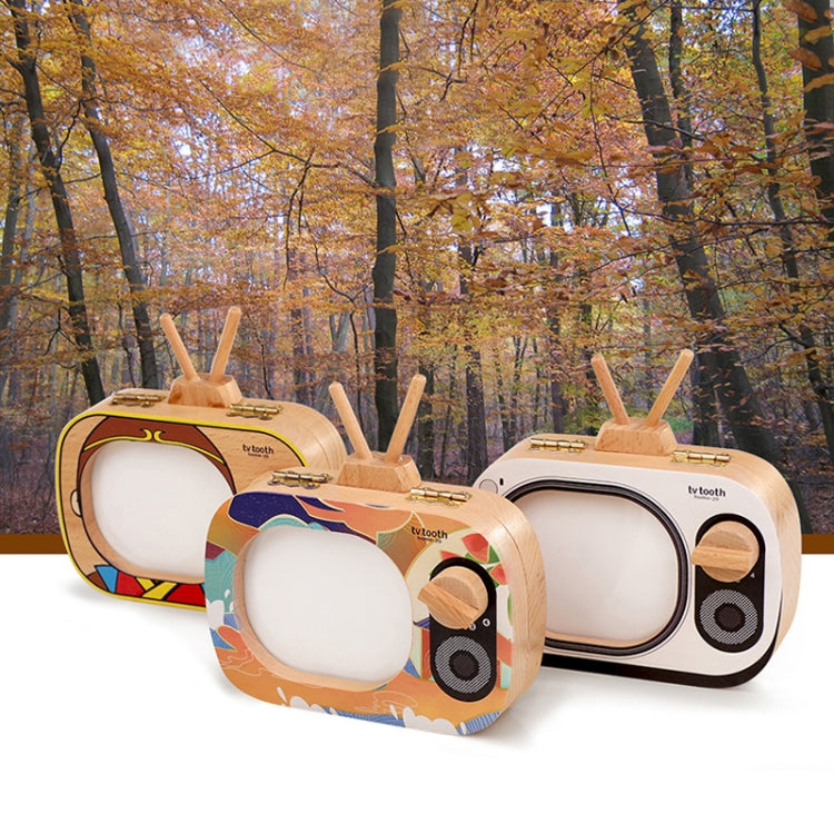 Creative Wooden Children TV Set Deciduous Tooth Preservation Box Baby Teeth Tooth House Storage Box
