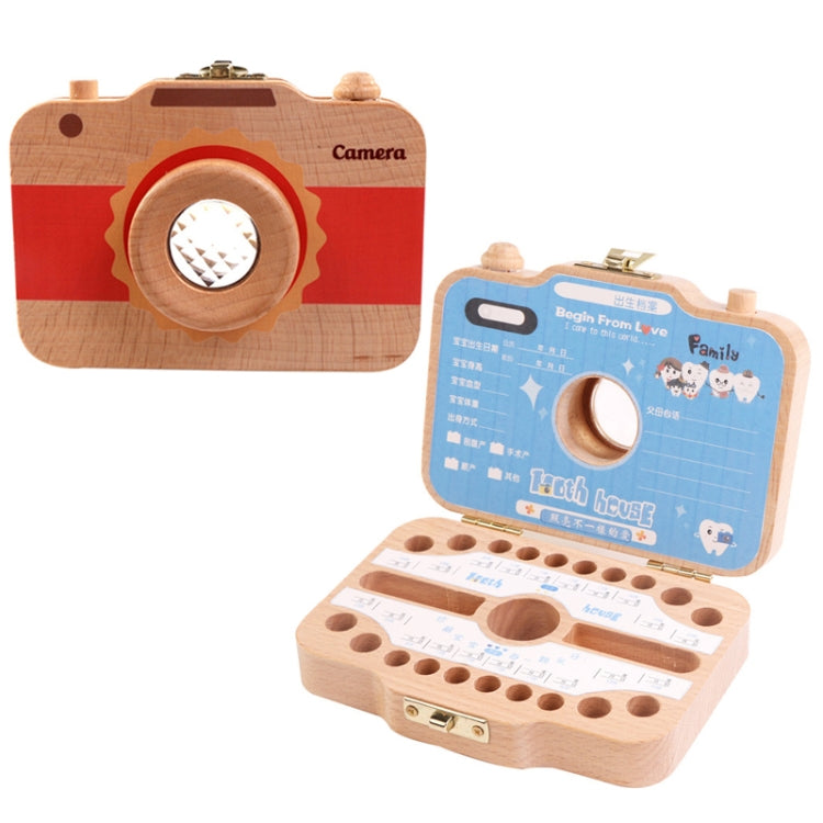 Creative Wooden Children Camera Deciduous Tooth Preservation Box Baby Teeth Tooth House Storage Box