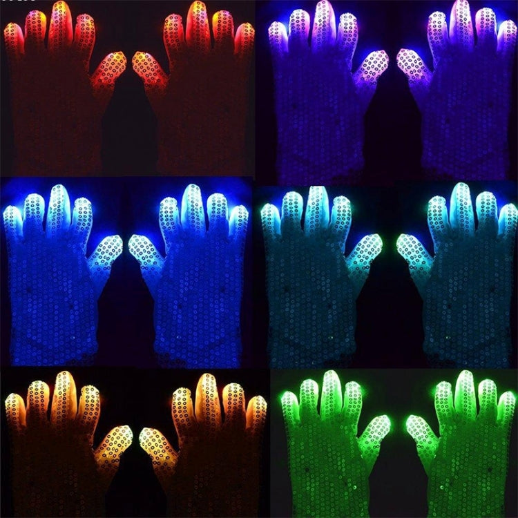 1 Pair Sequins Glowing Gloves LED Flash Gloves Dance and Party Supplies Halloween, Christmas and Other Festival Supplies