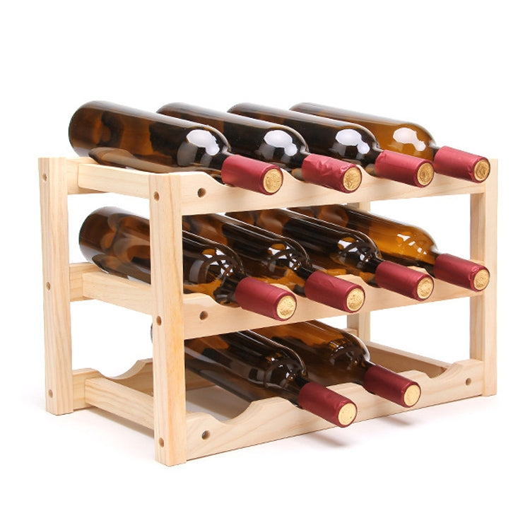 Solid Wood Folding 12-bottle Wine Display Rack Multi-layer Wine Rack, Size: 46x24x28cm