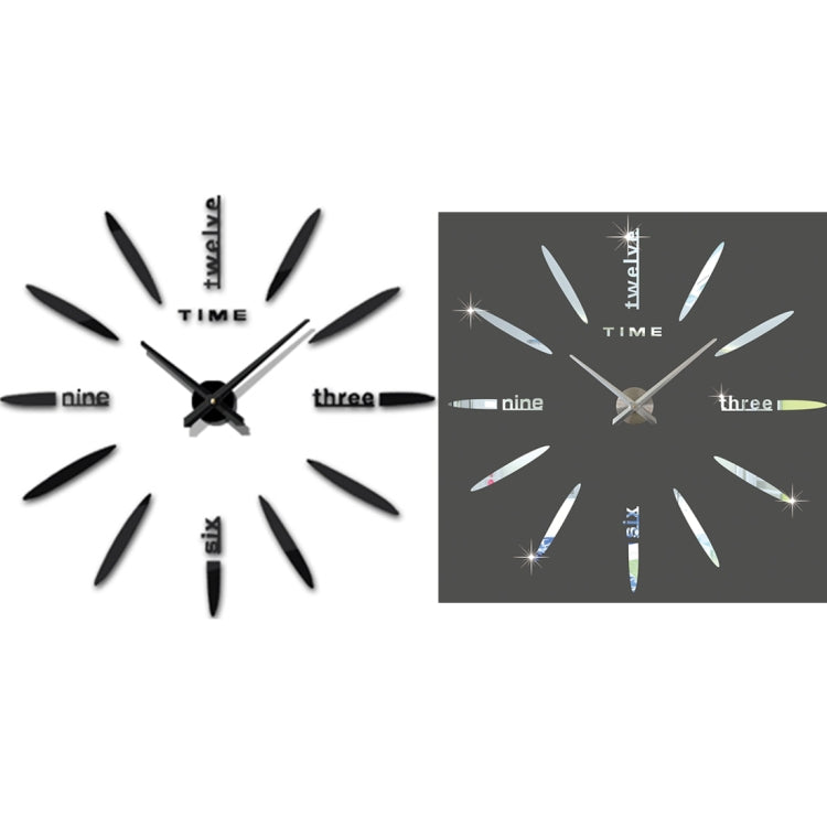 Bedroom Home Decor Large 3D Mirror DIY Wall Sticker Clock, Size: 100*100cm, 3M003 (Silver), 3M003 (Black)