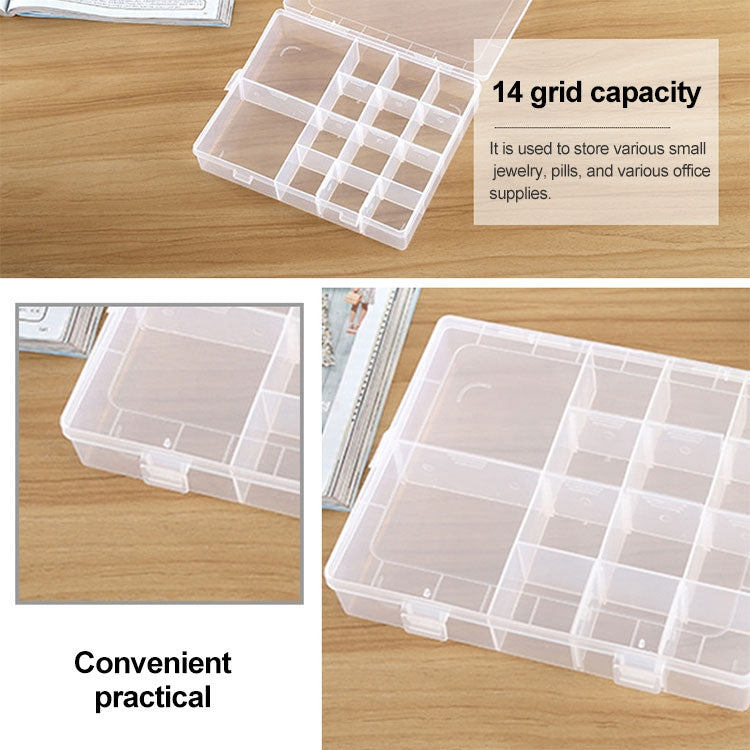 Plastic Organizer Container Storage Box 14 Slots Adjustable Divider Removable Grid Compartment for Jewelry Earring Fishing Hook Small Accessories