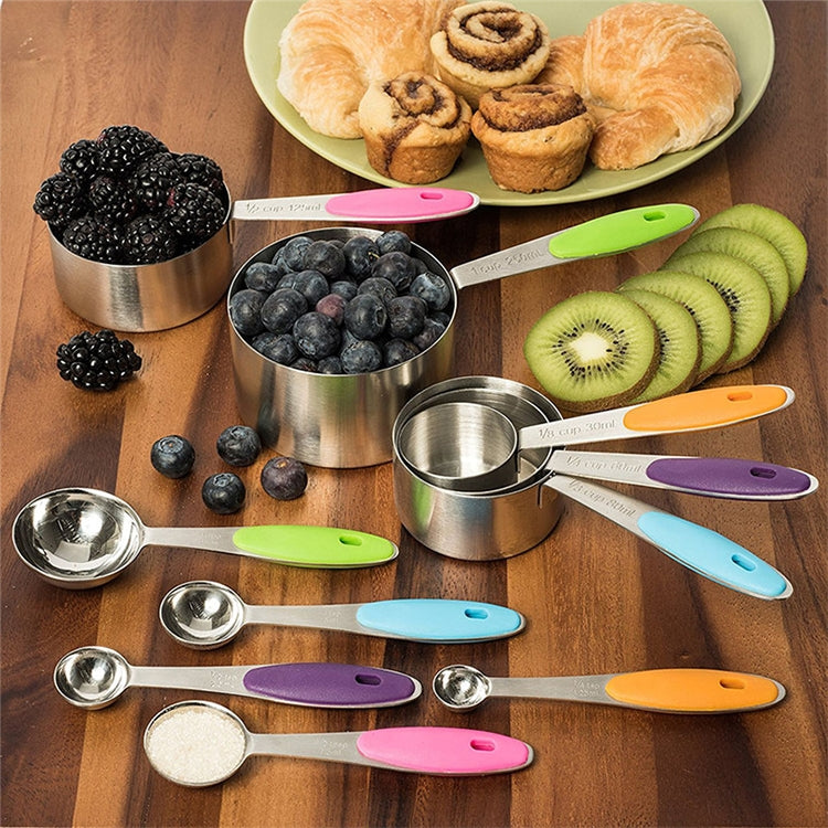 kn650 10 in 1 Black Stainless Steel Measuring Spoon Cake Mold Baking Tool Set