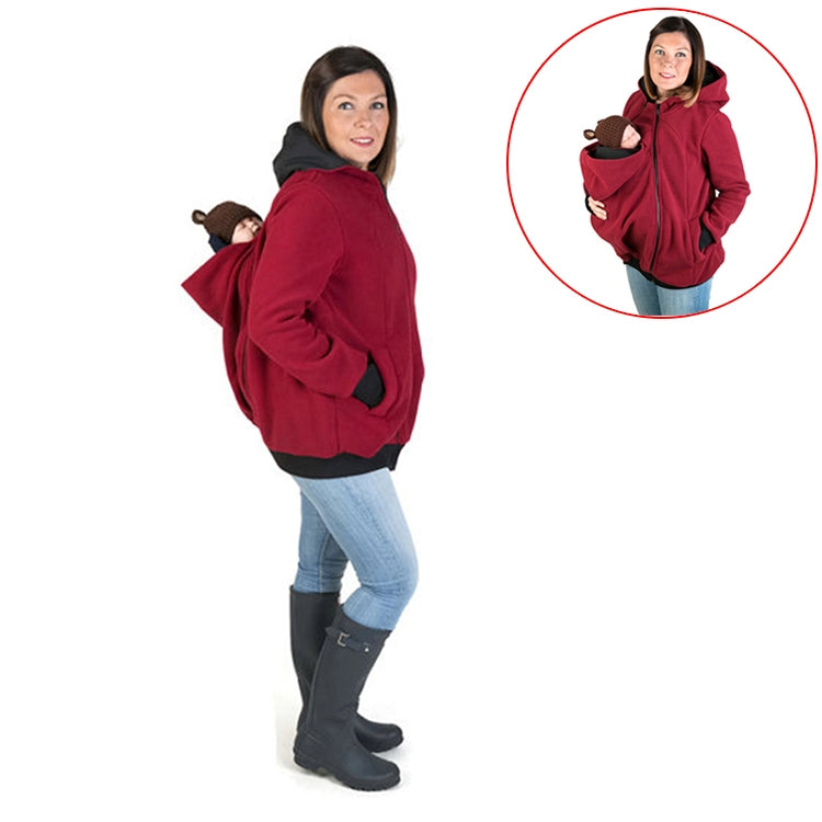 Three-in-one Multi-function Mother Kangaroo Zipper Hoodie Coat with Front Cap Size: S, Chest: 85-88cm, Waist: 65-67cm, Hip: 91-94cm