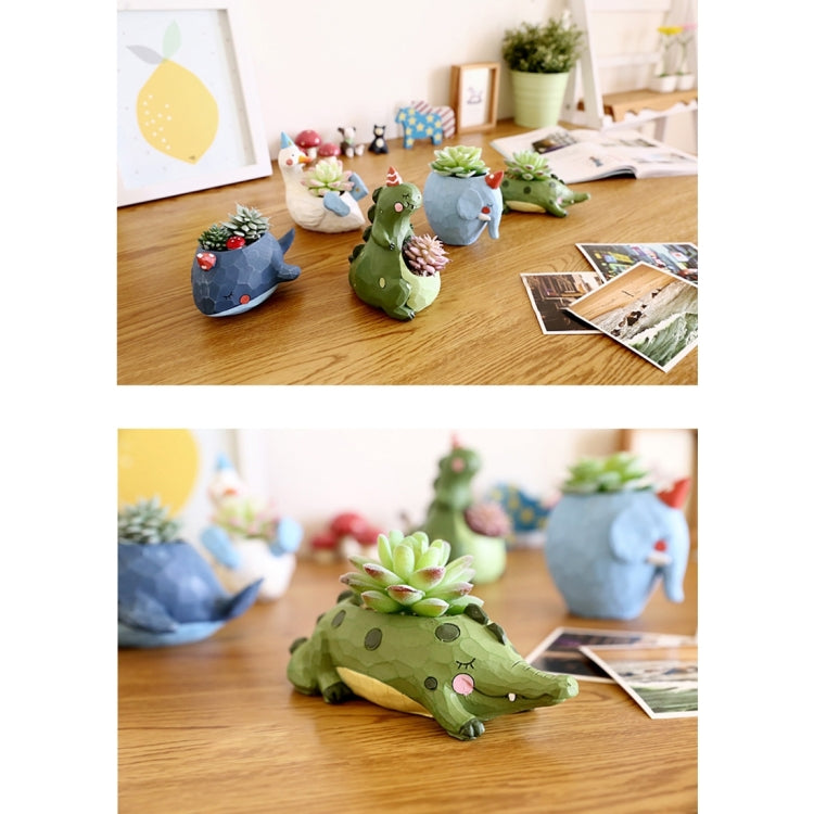 Lovely Home Garden Office Resin Cartoon Animal Crocodile Shaped Plant Flower Pot Decoration Animal Flower Pots Planter