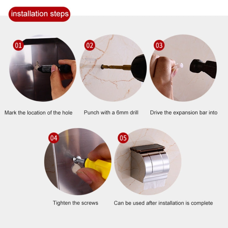 K8 304 Stainless Steel Bathroom Wall-mounted Waterproof Bright Light Paper Towel Roll Holder