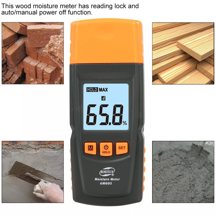BENETECH GM605 Digital Wood Moisture Meter Humidity Tester Timber Damp Detector