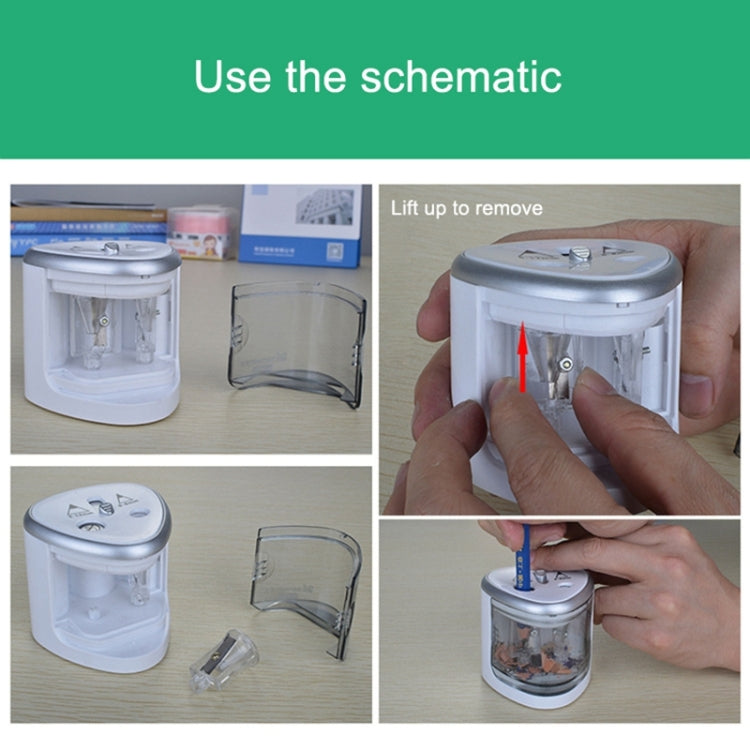 Office School Stationery Battery Operated Dual Slots Electric Colored Pencil Sharpener, Random Color Delivery