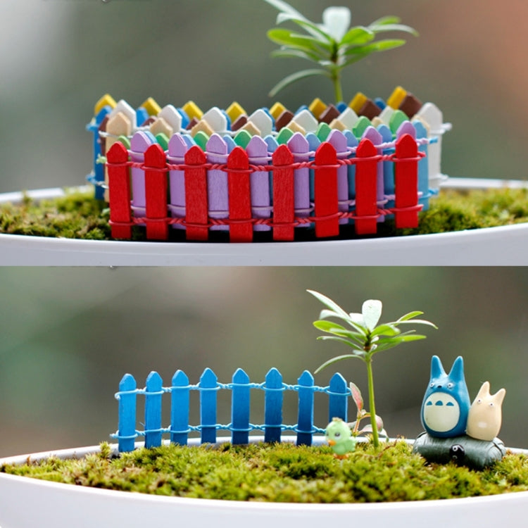 10 PCS Mini Small Fence Barrier Wooden Craft Wooden Small Fence Moss Micro-landscape Ornaments, Random Color Delivery