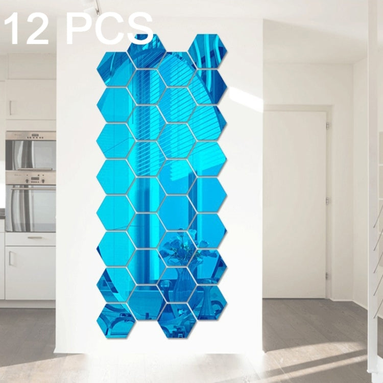 12 PCS 3D Hexagonal Mirror Wall Stickers Set, Size: 8*8cm, Size: 8*8cm(Silver), Size: 8*8cm (Black), Size: 8*8cm(Gold), Size: 8*8cm(Blue)