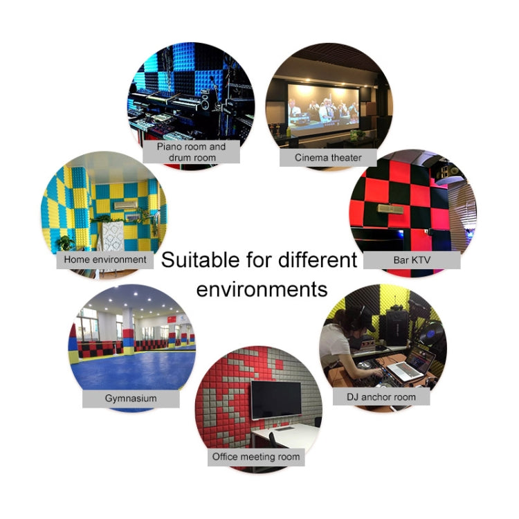 24 PCS Recording Studio Drum Room Acoustic Foam, Random Color Delivery