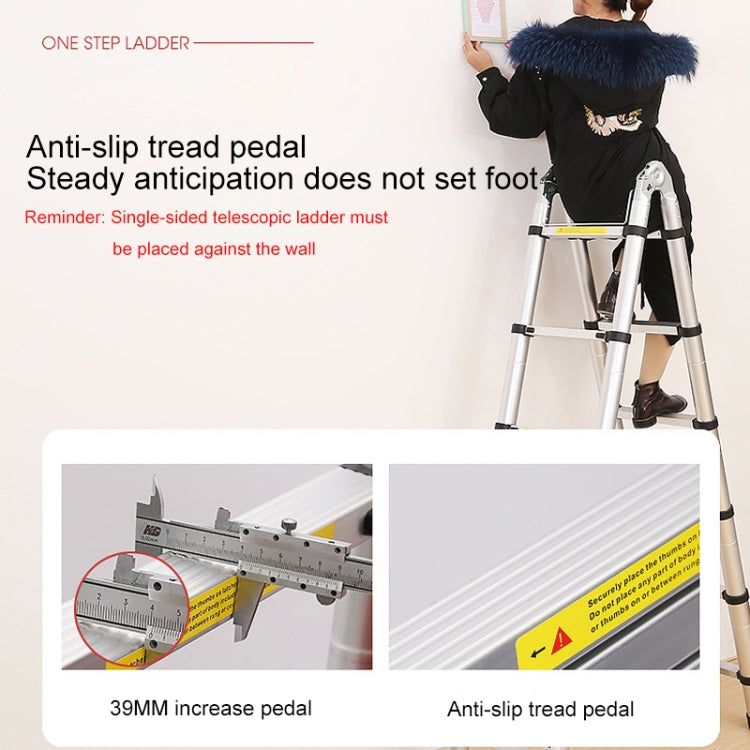 Multifunctional Thickened Aluminum Alloy Single-sided Telescopic Ladder, Size: 4.4m