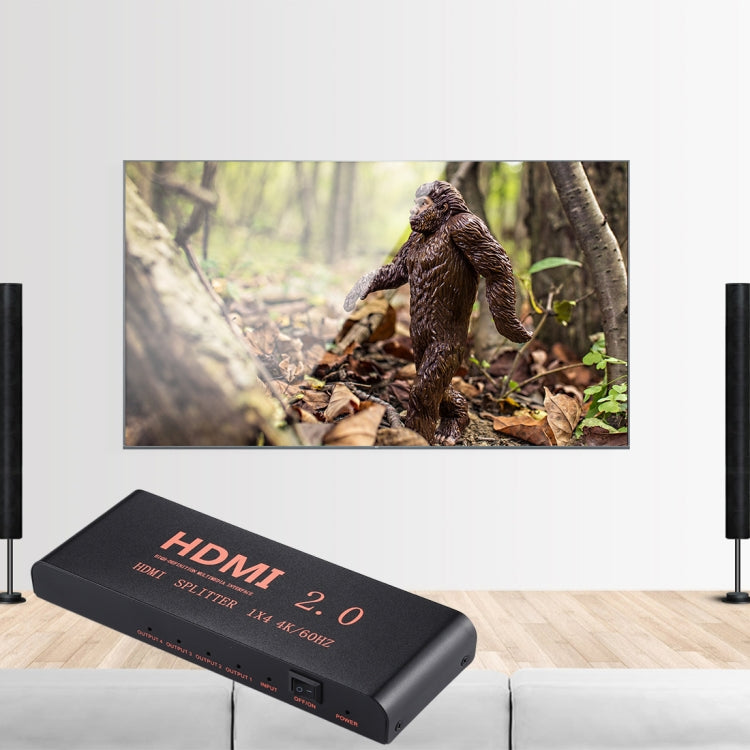 CY-042 1X4 HDMI 2.0 4K/60Hz Splitter, EU Plug