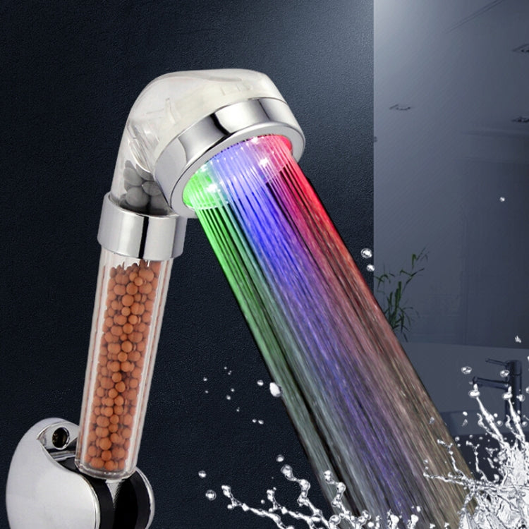 SDS-A23 15 LEDs ABS Temperature Sensor Negative Ions RGB LED Shower Head, Size: 23 x 6.5 x 5.8cm, Interface: 20mm