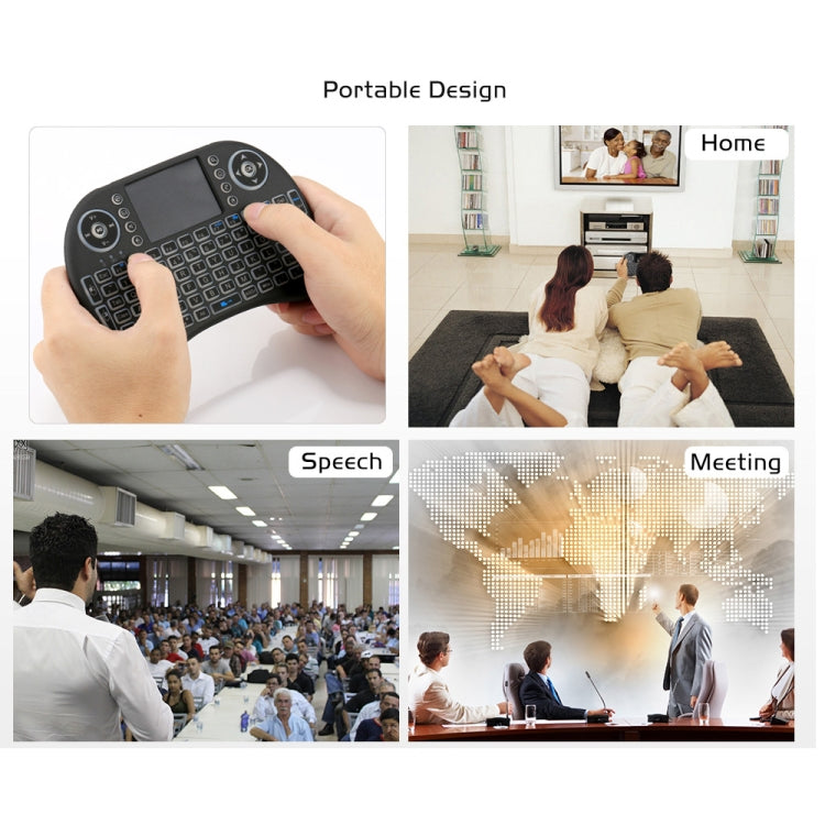 2.4GHz Mini i8 Wireless QWERTY Keyboard with Colorful Backlight & Touchpad & Multimedia Control for PC, Android TV BOX, X-BOX Player, Smartphones