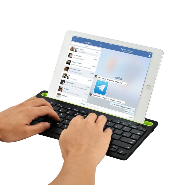 B908 Ultra-slim 78 Keys Bluetooth Wireless Keyboard with Concave Mobile Phone Holder