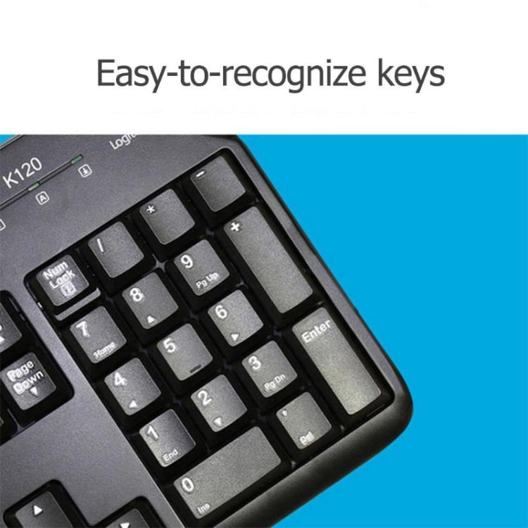 Logitech K120 USB Waterproof Splash Wired Keyboard for Desktop Computers / Laptops