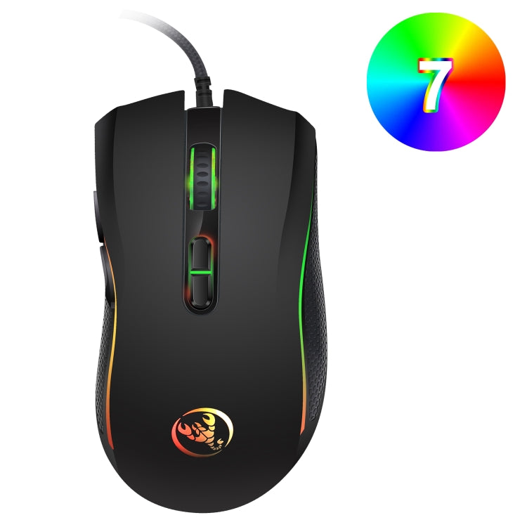 HXSJ A869 Colorful Glowing Wired Game 7-Keys 3200 DPI Adjustable Ergonomics Optical Mouse