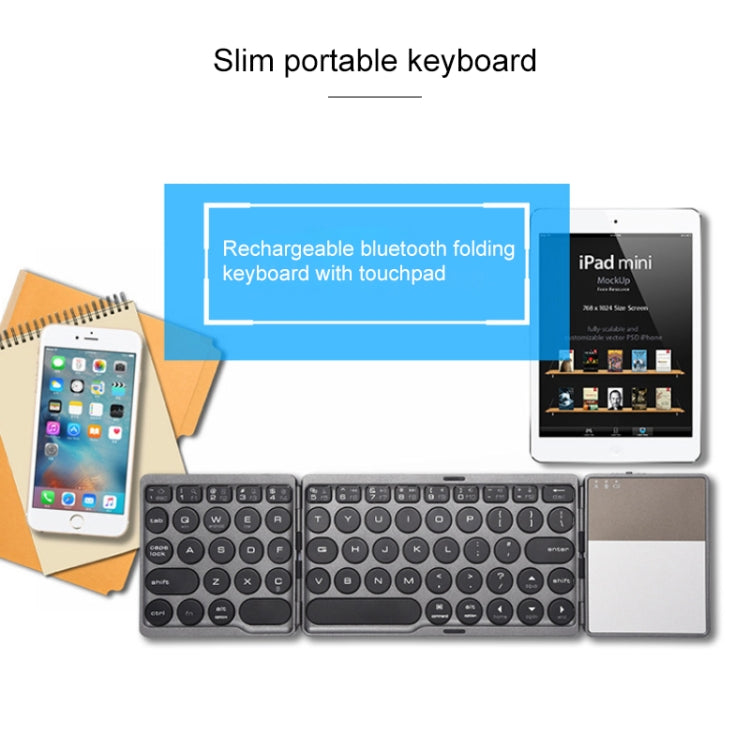GK408 Three-fold Rechargeable Wireless Bluetooth Keyboard with Touchpad, Support Android / IOS / Windows