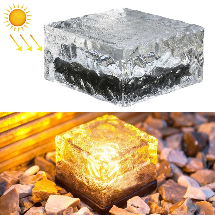 Solar Powered Square Tempered Glass Outdoor LED Buried Light Garden Decoration Lamp IP55 Waterproof,Size: 10 x 10 x 5.2cm