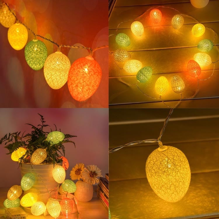Battery Powered 1.8m 10 LEDs Cotton Thread Colour Egg Lamp String Easter Holiday Party Household Decorative Light