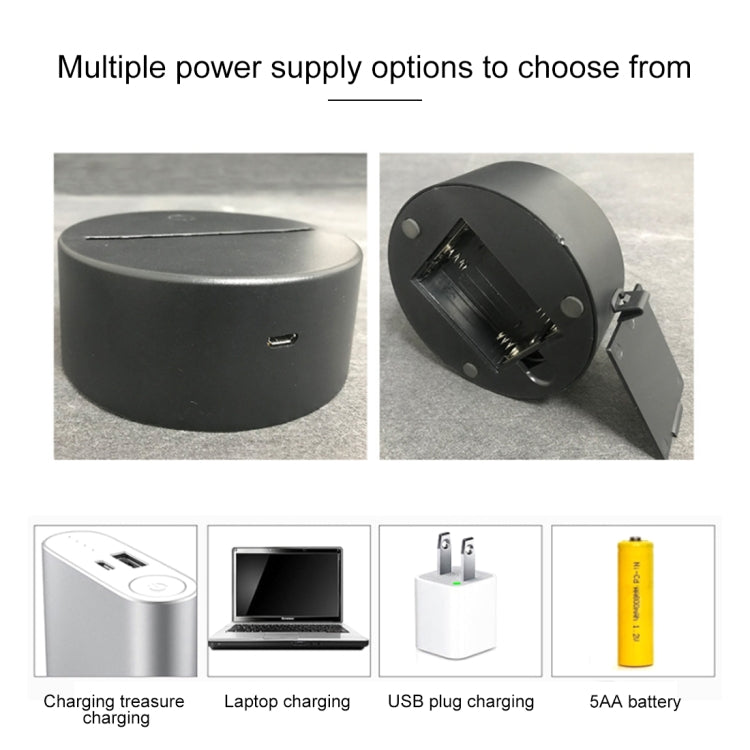 DC01 Crack Base Bicycle Creative 3D Colorful LED Decorative Night Light, Remote Control Version