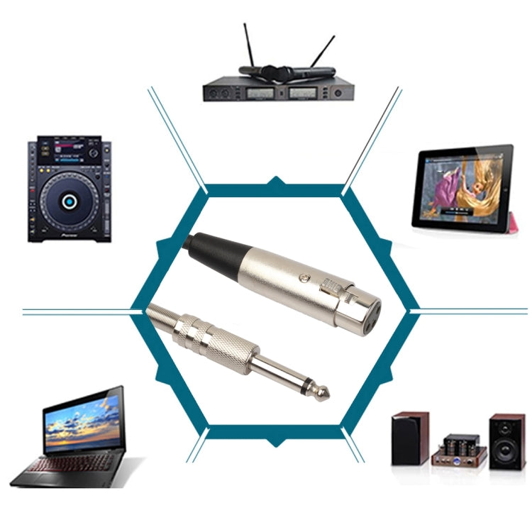 30cm XLR 3-Pin Female to 1/4 inch (6.35mm) Male Plug Stereo TRS Microphone Audio Cord Cable