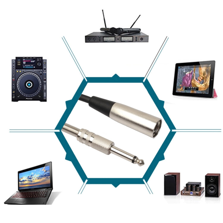 30cm XLR 3-Pin Male to 1/4 inch (6.35mm) XLR Female Plug Stereo Microphone Audio Cord Cable