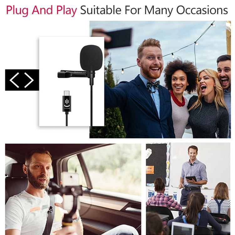 YICHUANG YC-LM10 USB-C / Type-C Intelligent Noise Reduction Condenser Lavalier Microphone, Cable Length: 1.5m