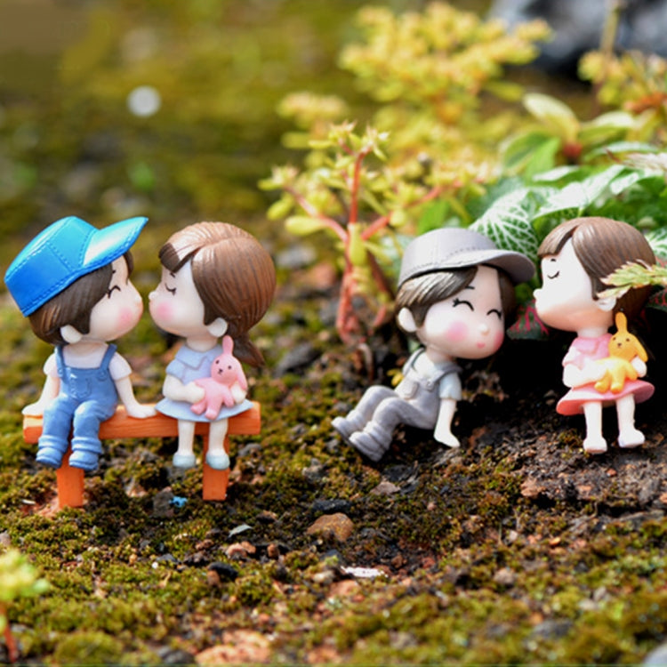 Lovers Chair Garden Dollhouse Decoration Moss Micro Landscape PVC Ornaments