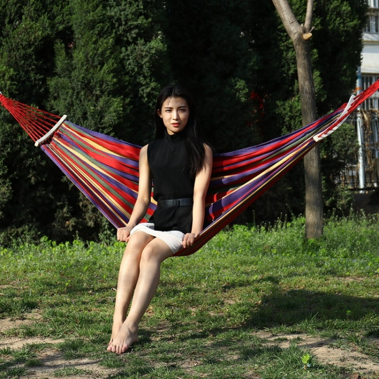 Outdoor Rollover-resistant Single Person Canvas Hammock Portable Beach Swing Bed with Wooden Sticks, Size: 185 x 80cm
