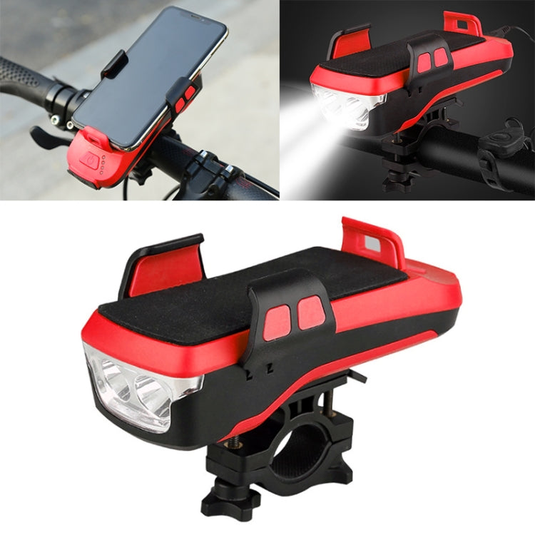 USB Charging Bicycle Light Front Handlebar Led Light , with Holder & Electric Horn, 2400mAh Battery
