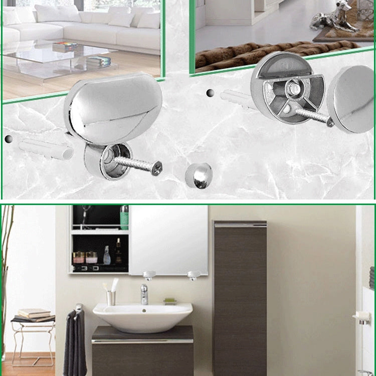 10 PCS Circular Glass Mirror Holder Buckle Fixing Accessories with Screw & Rubber Plug