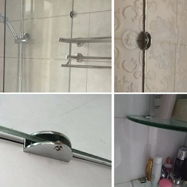 10 PCS Zinc Alloy Bright Fixed Bracket Connection 8mm Cylindrical Glass Fixing Clamp with Base