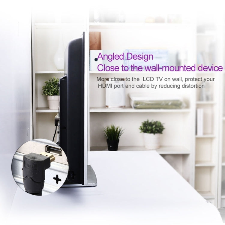 30cm 4K*2K HDMI 2.0 Version High Speed 270 Degree Right Angle HDMI Male to 270 Degree Right Angle HDMI Male Cable with Ethernet