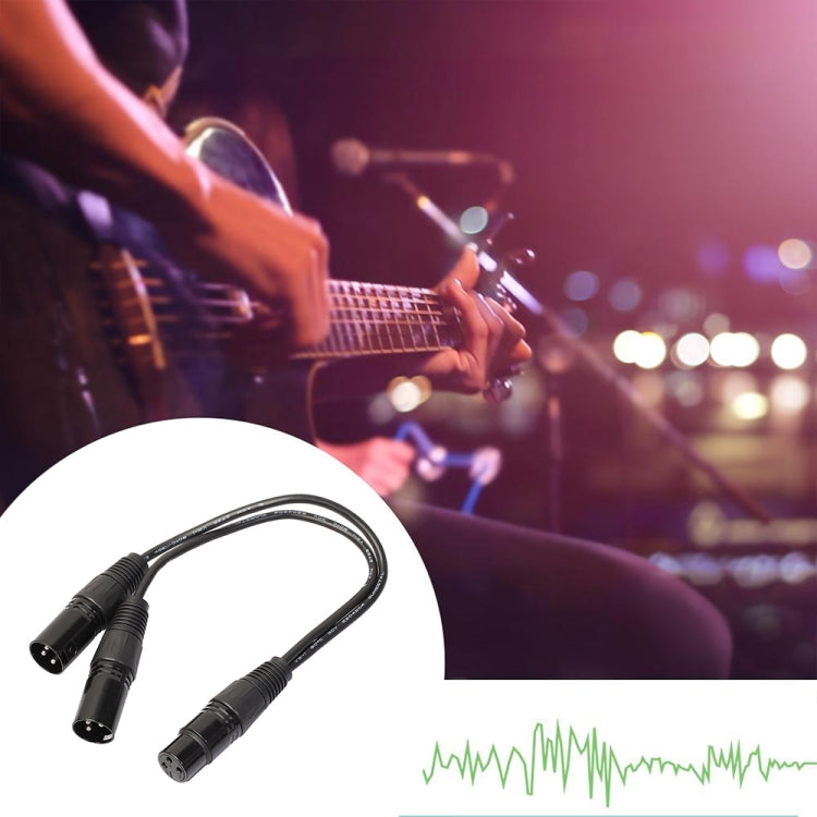 30cm 3 Pin XLR CANNON 1 Female to 2 Male Audio Connector Adapter Cable for Microphone / Audio Equipment