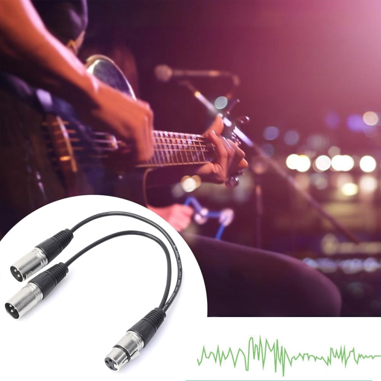 30cm 3 Pin XLR CANNON 1 Female to 2 Male Audio Connector Adapter Cable for Microphone / Audio Equipment