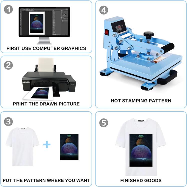 Hand Stamping Machine T-Shirt Clothes Heat Transfer, Size: 23x30cm, US Plug