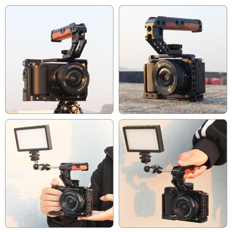 PULUZ 3/8 inch Camera Wooden Top Handle with Cold Shoe Mount