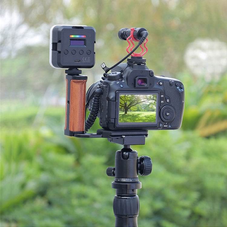 PULUZ Wooden Left Side Handle Vertical Shoot Quick Release L Plate