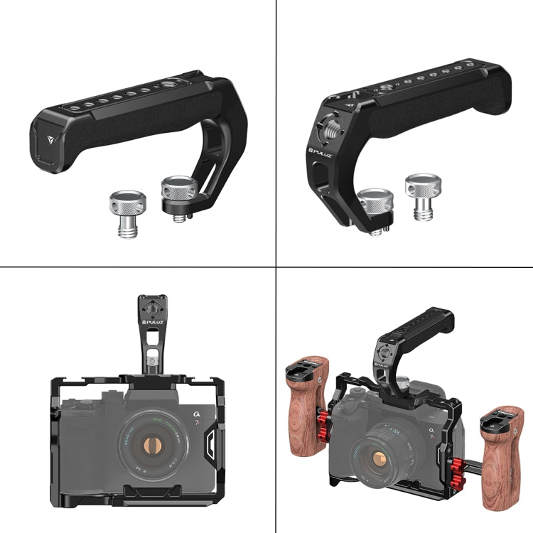 PULUZ Arri Metal Silicone Top Handle with Cold Shoe Mount for Mirrorless Camera Cage Stabilizer