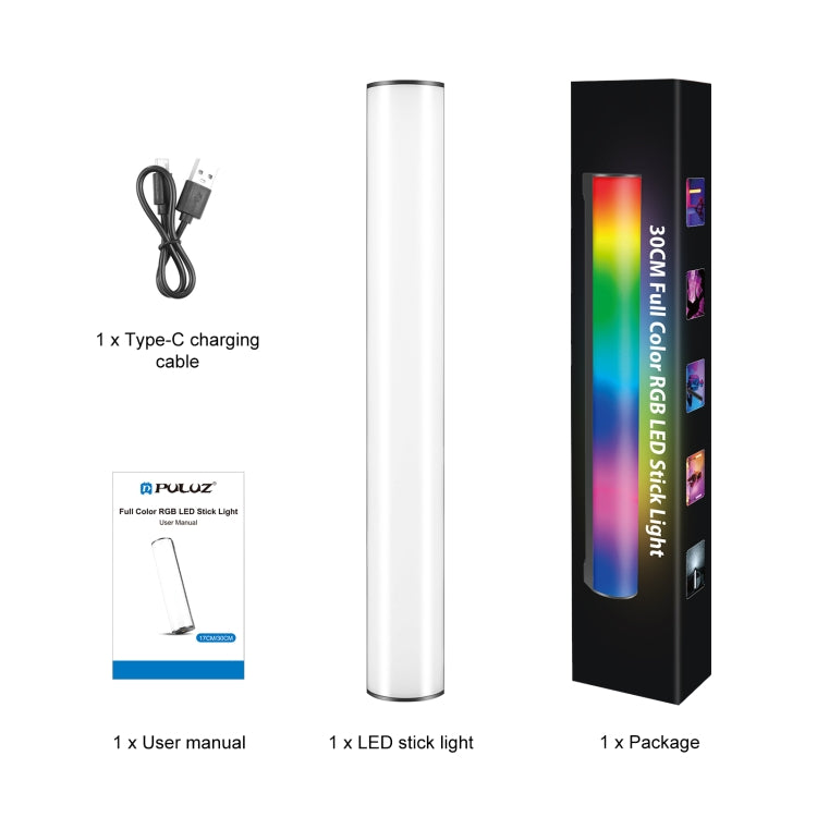 PULUZ 30cm Photo Handheld Full Color RGB Stick Light Magnetic LED Fill Light